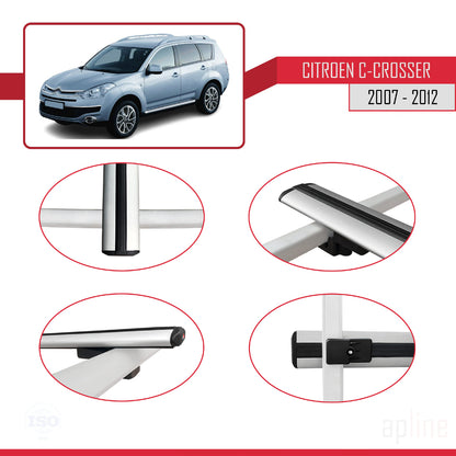 Compatibile con Citroen C-Crosser 2007-2012 modello BASIC Barre portatutto per auto Portapacchi in alluminio grigio 3 barre