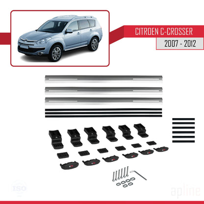 Compatibile con Citroen C-Crosser 2007-2012 modello BASIC Barre portatutto per auto Portapacchi in alluminio grigio 3 barre