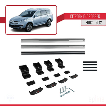 Compatibile con Citroen C-Crosser 2007-2012 modello BASIC Barre portatutto per auto Portapacchi in alluminio grigio 2 barre