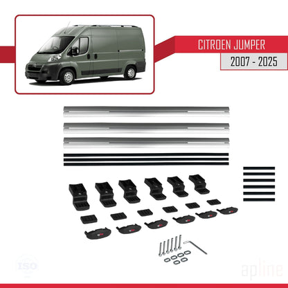 Compatibile con Citroen Jumper 2 2007-2025 modello BASIC Barre portatutto per auto Portapacchi in alluminio grigio 3 barre