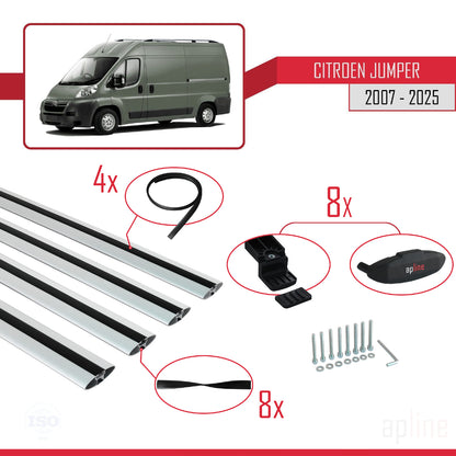 Compatibile con Citroen Jumper 2 2007-2025 modello BASIC Barre portatutto per auto Portapacchi in alluminio grigio 4 barre