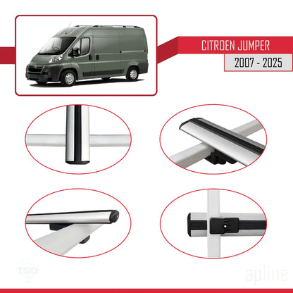 Compatibile con Citroen Jumper 2 2007-2025 modello BASIC Barre portatutto per auto Portapacchi in alluminio grigio 2 barre