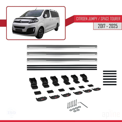 Compatibile con Citroen Jumpy 3 (K0) Space Tourer 2017-2025 modello BASIC Barre portatutto per auto Portapacchi in alluminio grigio 3 barre