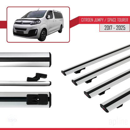 Compatibile con Citroen Jumpy 3 (K0) Space Tourer 2017-2025 modello BASIC Barre portatutto per auto Portapacchi in alluminio grigio 4 barre