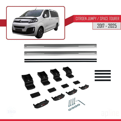 Compatibile con Citroen Jumpy 3 (K0) Space Tourer 2017-2025 modello BASIC Barre portatutto per auto Portapacchi in alluminio grigio 2 barre
