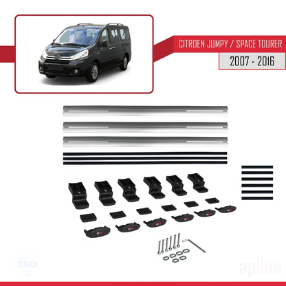 Compatibile con Citroen Jumpy 2 (G9) 2007-2016 modello BASIC Barre portatutto per auto Portapacchi in alluminio grigio 3 barre