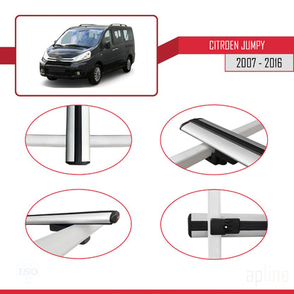 Compatibile con Citroen Jumpy 2 (G9) 2007-2016 modello BASIC Barre portatutto per auto Portapacchi in alluminio grigio 4 barre