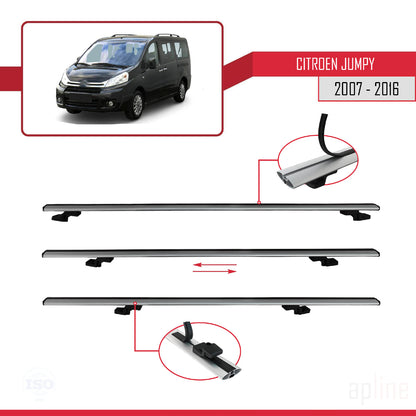 Compatibile con Citroen Jumpy 2 (G9) 2007-2016 modello BASIC Barre portatutto per auto Portapacchi in alluminio grigio 4 barre