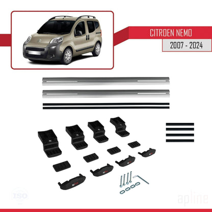 Compatibile con Citroen Nemo 3 (225) 2007-2024 modello BASIC Barre portatutto per auto Portapacchi in alluminio grigio 2 barre
