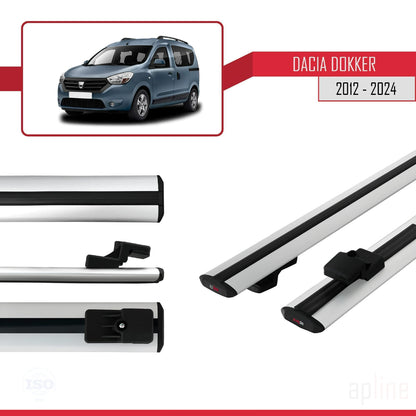 Compatibile con Dacia Dokker (K67) 2012-2024 modello BASIC Barre portatutto per auto Portapacchi in alluminio grigio 2 barre