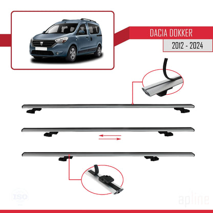 Compatibile con Dacia Dokker (K67) 2012-2024 modello BASIC Barre portatutto per auto Portapacchi in alluminio grigio 2 barre