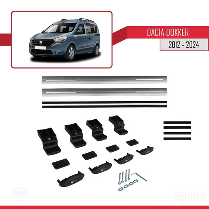 Compatibile con Dacia Dokker (K67) 2012-2024 modello BASIC Barre portatutto per auto Portapacchi in alluminio grigio 2 barre