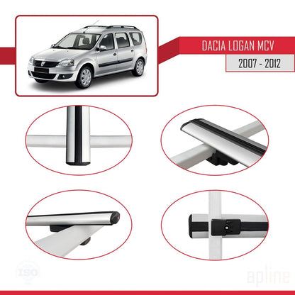 Compatibile con Dacia Logan 2 MCV (K52) 2007-2012 modello BASIC Barre portatutto per auto Portapacchi in alluminio grigio 2 barre