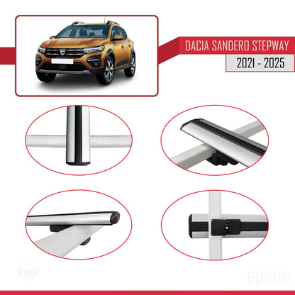 Compatibile con Dacia Sandero Stepway 3 2021-2025 modello BASIC Barre portatutto per auto Portapacchi in alluminio grigio 3 barre