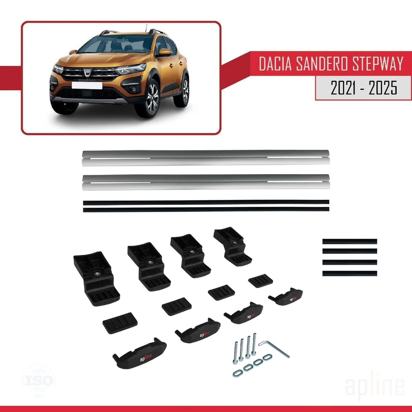 Compatibile con Dacia Sandero Stepway 3 2021-2025 modello BASIC Barre portatutto per auto Portapacchi in alluminio grigio 2 barre