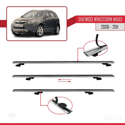 Compatibile con Daewoo Winstorm MaXX 2006-2011 modello BASIC Barre portatutto per auto Portapacchi in alluminio grigio 3 barre
