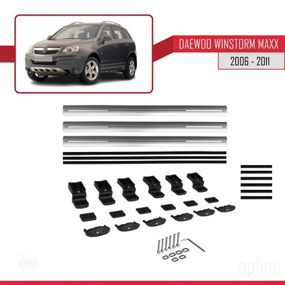 Compatibile con Daewoo Winstorm MaXX 2006-2011 modello BASIC Barre portatutto per auto Portapacchi in alluminio grigio 3 barre