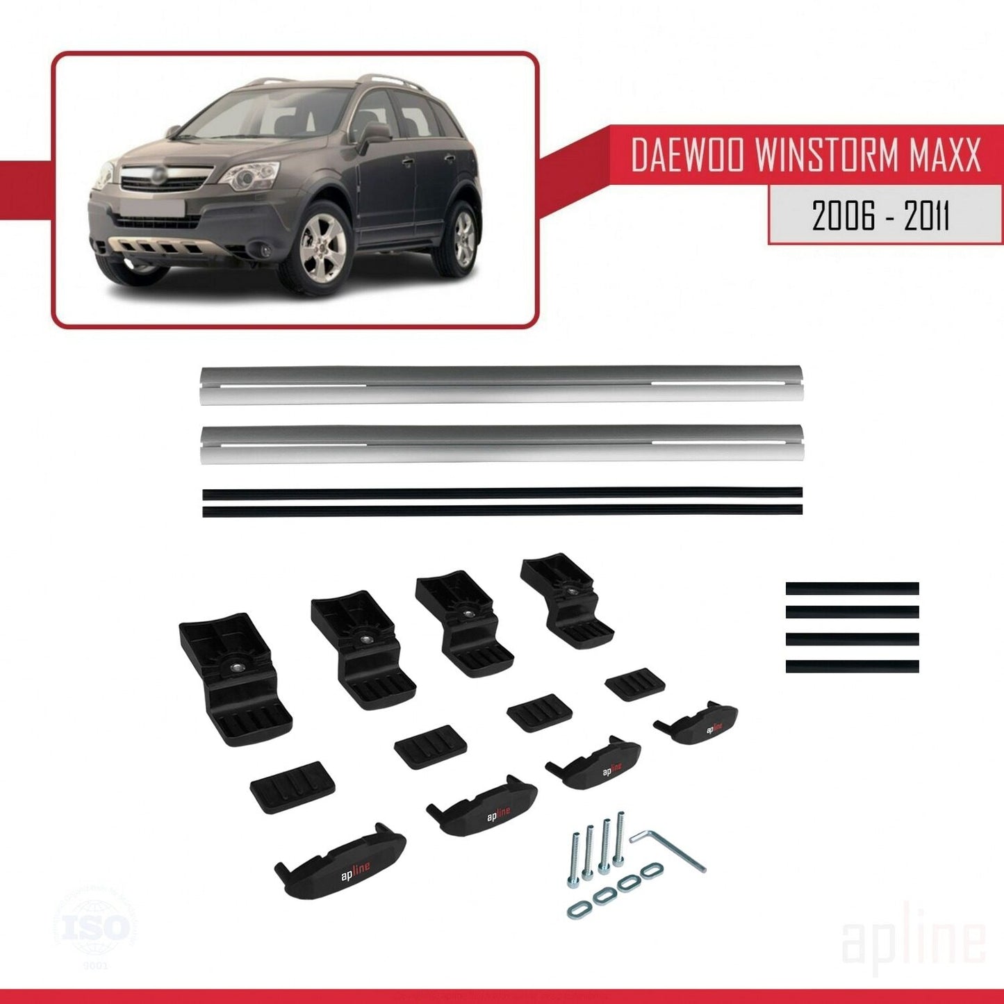 Compatibile con Daewoo Winstorm MaXX 2006-2011 modello BASIC Barre portatutto per auto Portapacchi in alluminio grigio 2 barre