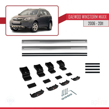 Compatibile con Daewoo Winstorm MaXX 2006-2011 modello BASIC Barre portatutto per auto Portapacchi in alluminio grigio 2 barre