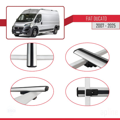 Compatibile con Fiat Ducato 3 2007-2025 modello BASIC Barre portatutto per auto Portapacchi in alluminio grigio 3 barre