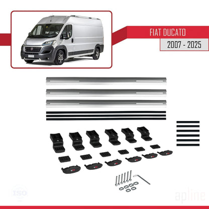 Compatibile con Fiat Ducato 3 2007-2025 modello BASIC Barre portatutto per auto Portapacchi in alluminio grigio 3 barre