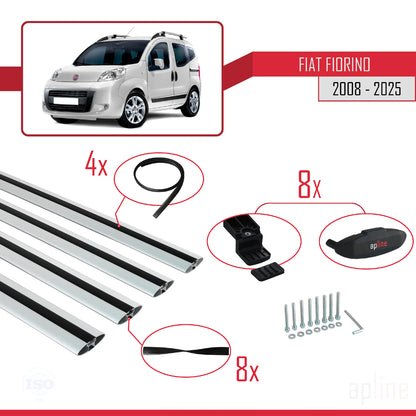 Compatibile con Fiat Fiorino 3 2008-2025 modello BASIC Barre portatutto Railing Portapacchi Auto Alluminio Grigio 4 Barre