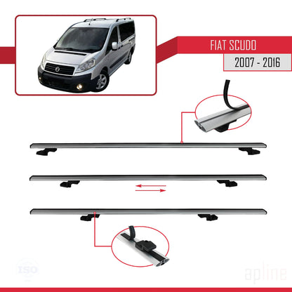 Kompatibel mit Fiat Scudo 2 2007-2016 Basismodell Dachgepäckträger, graues Aluminium, 4 Stangen