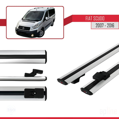 Kompatibel mit Fiat Scudo 2 2007-2016 Basismodell Dachgepäckträger, graues Aluminium, 2 Stangen