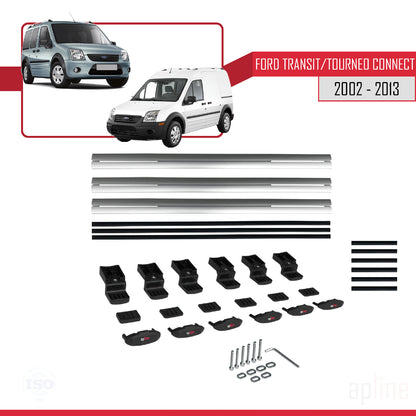 Compatibile con Ford Transit/Tourneo Connect modello BASIC 2002-2013 Barre portatutto per auto Portapacchi in alluminio grigio 3 barre