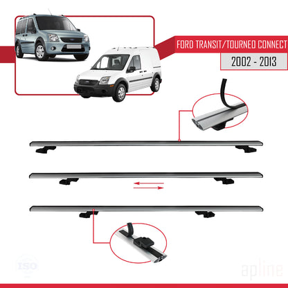 Compatibile con Ford Transit/Tourneo Connect 2002-2013 modello BASIC Barre portatutto per auto Portapacchi in alluminio grigio 2 barre