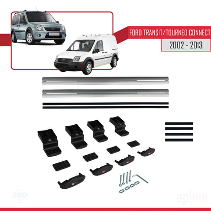 Compatibile con Ford Transit/Tourneo Connect 2002-2013 modello BASIC Barre portatutto per auto Portapacchi in alluminio grigio 2 barre