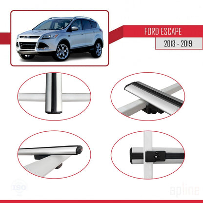 Compatibile con Ford Escape 3 2013-2019 modello BASIC Barre portatutto per auto Portapacchi in alluminio grigio 3 barre