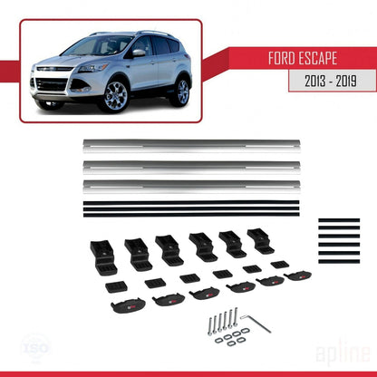 Compatibile con Ford Escape 3 2013-2019 modello BASIC Barre portatutto per auto Portapacchi in alluminio grigio 3 barre