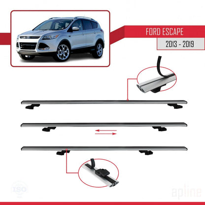 Compatibile con Ford Escape 3 2013-2019 modello BASIC Barre portatutto per auto Portapacchi in alluminio grigio 2 barre