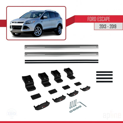 Compatibile con Ford Escape 3 2013-2019 modello BASIC Barre portatutto per auto Portapacchi in alluminio grigio 2 barre