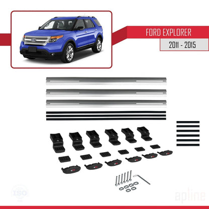 Compatibile con Ford Explorer 5 (U502) Pre-Facelift 2011-2015 Modello BASIC Barre portatutto per auto Portapacchi in alluminio grigio 3 barre