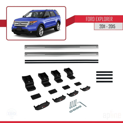 Compatibile con Ford Explorer 5 (U502) Pre-Facelift 2011-2015 Modello BASIC Barre portatutto per auto Portapacchi in alluminio grigio 2 barre