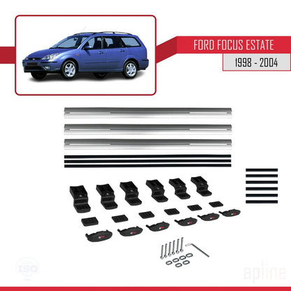 Compatibile con Ford Focus (C170) Station Wagon 1998-2004 modello BASIC Barre portatutto per auto Portapacchi in alluminio grigio 3 barre