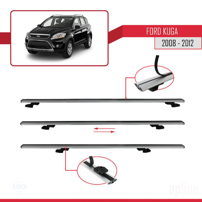 Compatibile con Ford Kuga (C394) 2008-2012 modello BASIC Barre portatutto per auto Portapacchi in alluminio grigio 3 barre