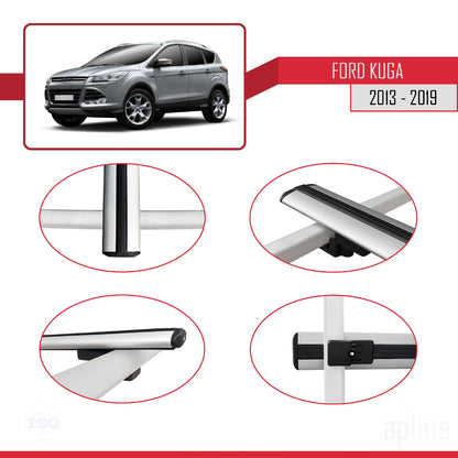 Compatibile con Ford Kuga 2 (C520) 2013-2019 modello BASIC Barre portatutto per auto Portapacchi in alluminio grigio 3 barre