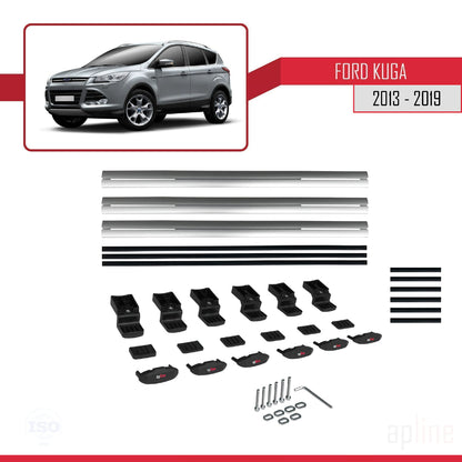 Compatibile con Ford Kuga 2 (C520) 2013-2019 modello BASIC Barre portatutto per auto Portapacchi in alluminio grigio 3 barre