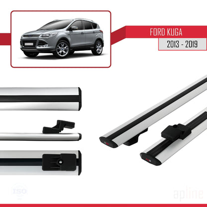 Compatibile con Ford Kuga 2 (C520) 2013-2019 modello BASIC Barre portatutto per auto Portapacchi in alluminio grigio 2 barre