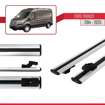 Compatibile con Ford Transit 2014-2025 modello BASIC Barre portatutto per auto Portapacchi in alluminio grigio 2 barre