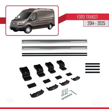 Compatibile con Ford Transit 2014-2025 modello BASIC Barre portatutto per auto Portapacchi in alluminio grigio 2 barre