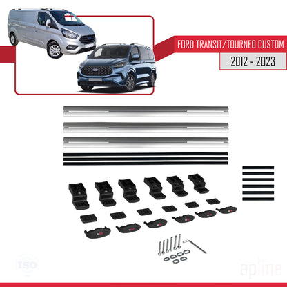 Compatibile con Ford Transit/Tourneo Custom 2012-2023 modello BASIC Barre portatutto per auto Portapacchi in alluminio grigio 3 barre