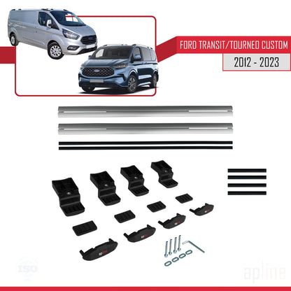 Compatibile con Ford Transit/Tourneo Custom 2012-2023 modello BASIC Barre portatutto per auto Portapacchi in alluminio grigio 2 barre