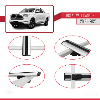 Compatibile con Great Wall Cannon 2019-2025 modello BASIC Barre portatutto per auto Portapacchi in alluminio grigio 3 barre