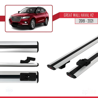 Compatibile con Great Wall Haval H2 2019-2021 modello BASIC Barre portatutto per auto Portapacchi in alluminio grigio 2 barre