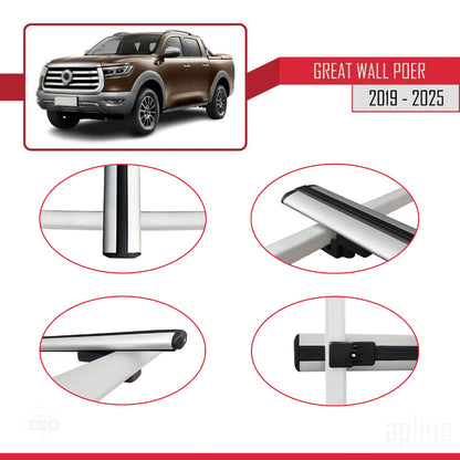 Compatibile con Great Wall Poer 2019-2025 modello BASIC Barre portatutto per auto Portapacchi in alluminio grigio 3 barre