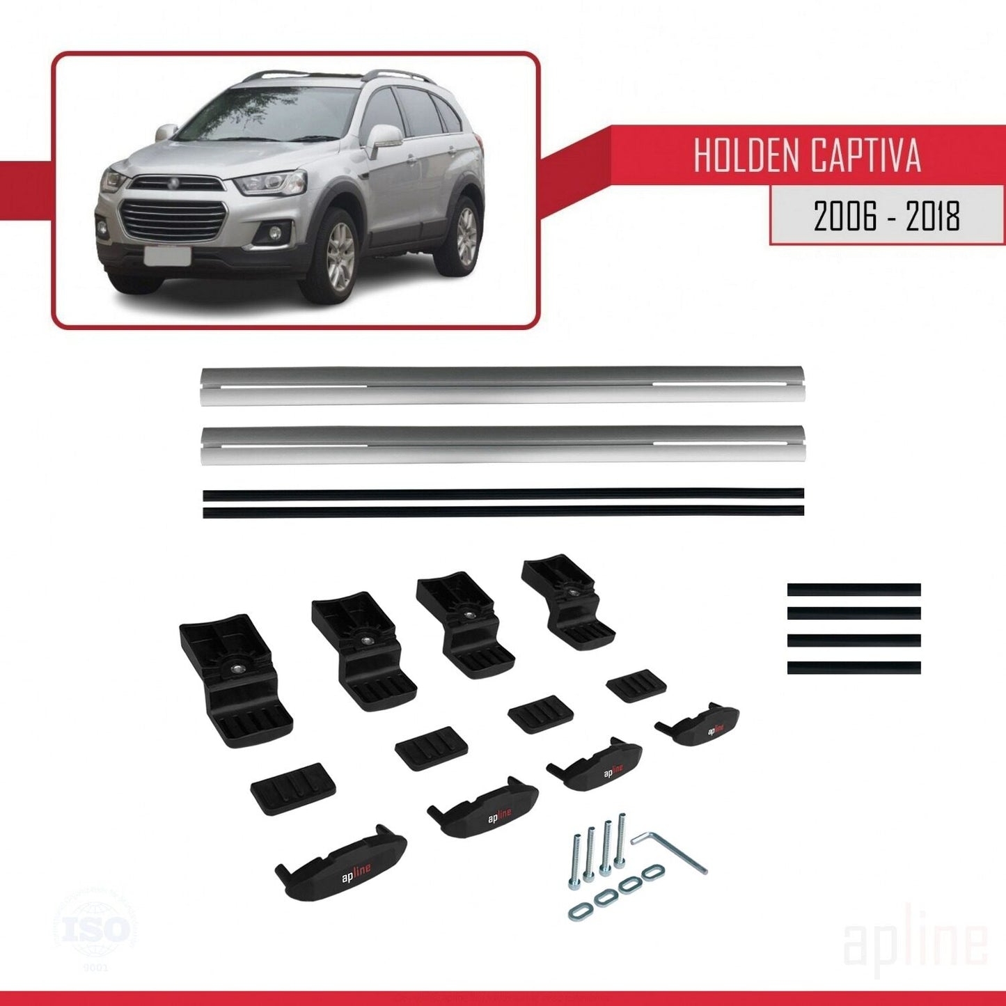 Compatible with Holden Captiva 2006-2018 BASIC Model Car Roof Rack Cross Bar Grey Aluminium 2 Bars